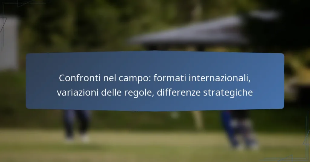 Confronti nel campo: formati internazionali, variazioni delle regole, differenze strategiche