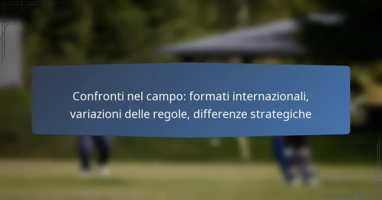 Confronti nel campo: formati internazionali, variazioni delle regole, differenze strategiche